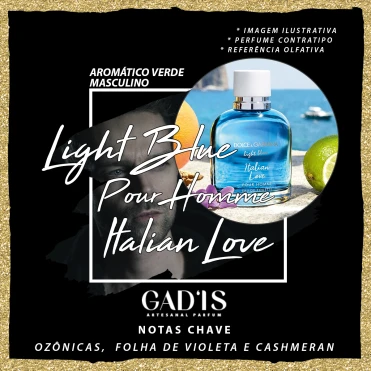 Perfume Similar Gadis 1134 Inspirado em Light Blue pour Homme Italian Love Contratipo